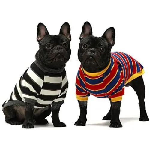 Fitwarm 2-Pack 100% Cotton Striped Dog Shirt for Pet Clothes Puppy T-Shirts Cat Tee Breathable Strechy Fitwarm 2-Pack 100% Cotton Striped Dog Shirt for Pet Clothes Puppy T-Shirts Cat Tee Breathable Strechy