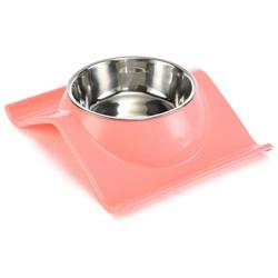 Dressyougo Tilted Slanted Feeder Single Dog Cat Bowl, Raised Lips No Spill Food and Water Feeder, Reduce Neck Stress, Dishwasher Safe