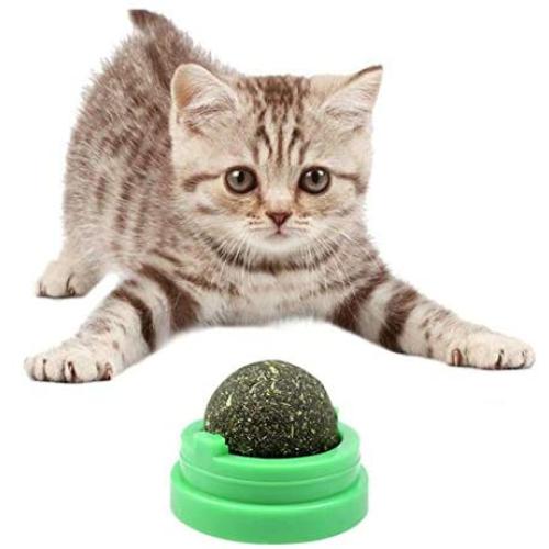 BeesClover Rotating Catnip Mint Ball Cat Natural Snacks Licking Sugar Teeth Cleaning Grinding Toy pet Gift