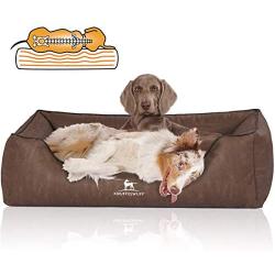 Knuffelwuff Artificial Leather Orthopaedic Dog Bed Rockland XXL Large 120 x 85cm Brown