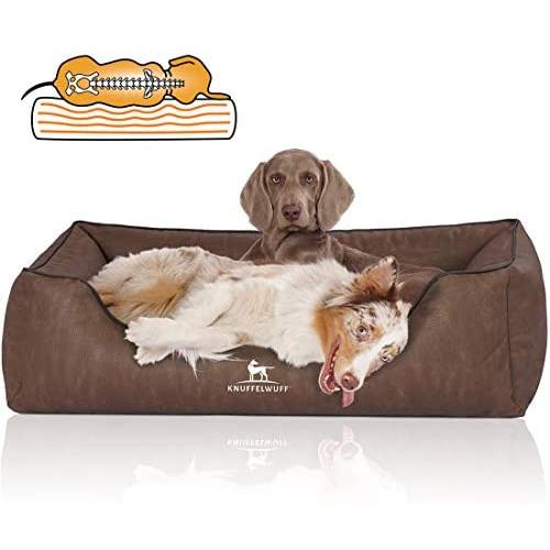 Knuffelwuff Artificial Leather Orthopaedic Dog Bed Rockland XXL Large 120 x 85cm Brown