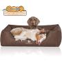 Knuffelwuff Artificial Leather Orthopaedic Dog Bed Rockland XXL Large 120 x 85cm Brown