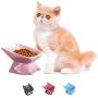 Jemirry Raised Cat Bowl Cat Ear Shape Ceramic Cat Bowl Cat Dish with Tilt Angle for Persian Garfield Chinchilla Kitten-Dark Grey