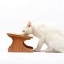 LOVEPET Solid Bamboo Elevated Pet Dining Table Pet Feeder Bowl for Small Dogs and Cats Raised Stand with Two Bowls