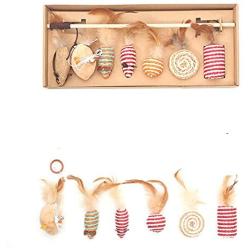 Cat Scratching Board Presents A Cat Toy Set Combination Seven-Piece Set Bells Feather Mouse Wooden Pole Funny Cat Stick