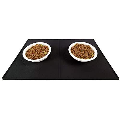 Ptlom Pet Placemat for Dog and Cat, Mat for Prevent Food and Water Overflow, Suitable for Medium and Small Pet,Silicone,19'' 12''