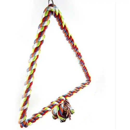 Chenyouwen Pet Toys Great Colorful Cotton Rope Bird Perched Climbing Honed Triangle Cotton Rope Swing Toy, Size:15x18cm Chenyouwen Pet Toys Great Colorful Cotton Rope Bird Perched Climbing Honed Triangle Cotton Rope Swing Toy, Size:15x18cm