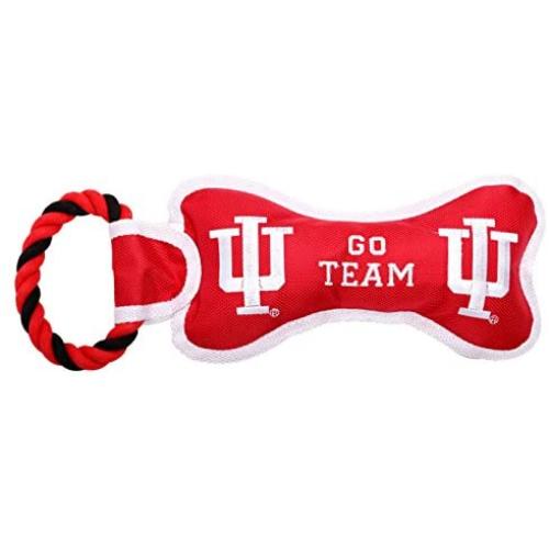 Pet Goods Manufacturing BONERP-052 NCAA Indiana Hoosiers Bone with Rope Dog Toy