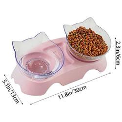 KNDJSPR Overhead Double Cat Bowl, 15° Tilting Pet Neck/Spine Protection, Anti-Slip Anti-Drop Anti-Vomiting Stress-Free Healthy Hygienic, for Bedroom Cattery