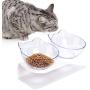 kathson Cat Double Food Bowl Elevated Pets Food Water Feeder Bowl with Stand, 15° Tilted Design Raised Feeder Bowls Anti Skid Tilting Neck Protective for Cats and Small Dogs