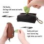 bellerata Poop Bag Holder for Leash with 2 Free Rolls of Poop Bags, Dog Poop Bag Holder for Leash, Canvas PU Leather Metal Carabiner Clip