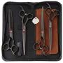 MAXMAN Dog Grooming Scissors Set,Titanium Coated 6CR Stainless Steel Pet Grooming Scissors,Thinning,Straight,Curved Shears for Dogs and Cats