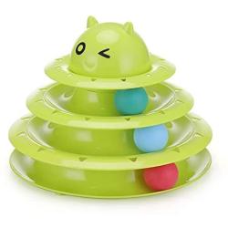 PICKME Pet Interactive Fun Roller Exerciser 3 Level Tower of Tracks Cat Teaser Ball Toy