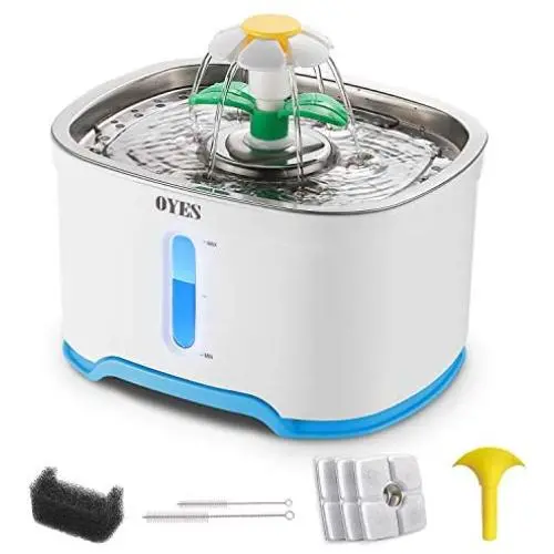 Cat Water Fountain Stainless Steel, 2.5L Pet Water Fountain Dispenser for Cats and Dogs with 3 Replacement Filters&2 Brushes (Blue) Cat Water Fountain Stainless Steel, 2.5L Pet Water Fountain Dispenser for Cats and Dogs with 3 Replacement Filters&2 Brushes (Blue)