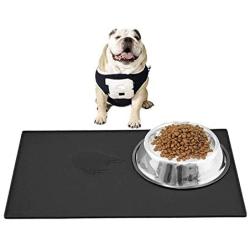 Leeko Silicone Waterproof Dog Cat Pet Food Mats Tray, Silicone Waterproof Pet Food Mat, No Mess Pet Food Mat Dog Bowl Placemat