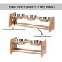 X-ZONE PET Raised Pet Bowls for Cats and Dogs, Adjustable Bamboo Elevated Dog Cat Food and Water Bowls Stand Feeder with 2 Stainless Steel Bowls and Anti Slip Feet