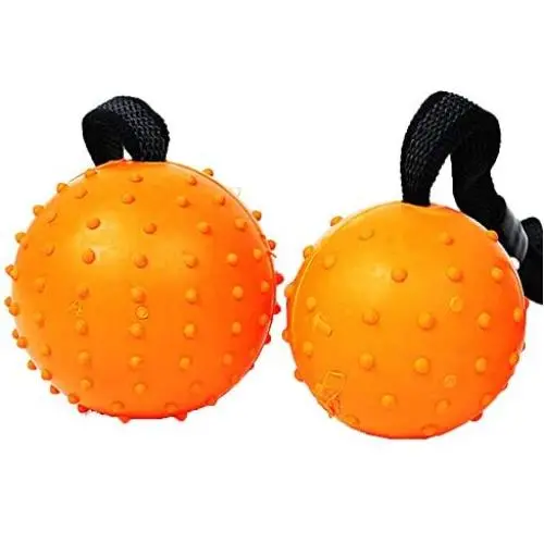 XIHONGSHIR Dog Toys Balls, Dog Toy Ball with Rope, Dog Tooth Cleaning Toy Ball, Environmental Soft Rubber Non Toxic, Interactive Dog Toys, Orange (2 Pack),Orange,7cm