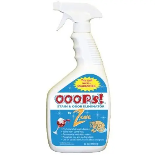 Z care Ooops Stain and Odor Remover Eliminates Wine Stains, Pet Stains and Odors, Oil Stains, Dirt and Grass Stains & More - 22oz Spray Bottle