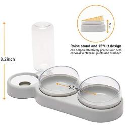 YEACHA Raised Cat Bowls, Tilt Cat Dog Food Water Elevated Bowls Set with Automatic Water Bottle, with Silicon Waterproof Mat, for Cats Small Dogs