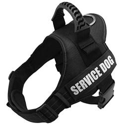 Fairwin Service Vest Dog Harness - Adjustable Nylon with Removable Reflective Patches for Service Dogs Large Medium Small Sizes