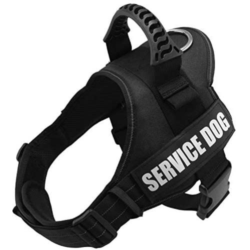 Fairwin Service Vest Dog Harness - Adjustable Nylon with Removable Reflective Patches for Service Dogs Large Medium Small Sizes