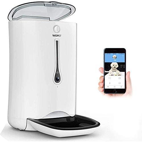 WOPET SmartFeeder,Automatic Pet Dog and Cat Feeder,6-Meal Auto Pet Feeder with Timer Programmable,HD Camera for Voice and Video Recording,Wi-Fi Enabled App for iPhone and Android