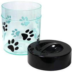 Pawvac 2.5 Pound Vacuum Sealed Pet Food Storage Container; Black Cap & Clear Body/Black Paws