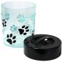 Pawvac 2.5 Pound Vacuum Sealed Pet Food Storage Container; Black Cap & Clear Body/Black Paws