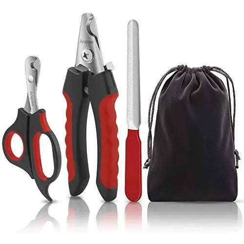 Dog Nail Clippers and Trimmer Set, Anipaw Stainless Steel Non Slip Handles & Razor Sharp Blades, Safety Guard to Avoid Over-Cutting, Grooming Tool for All Small Large Pets, Free Nail File Dog Nail Clippers and Trimmer Set, Anipaw Stainless Steel Non Slip Handles & Razor Sharp Blades, Safety Guard to Avoid Over-Cutting, Grooming Tool for All Small Large Pets, Free Nail File