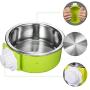 ZYYRT Crate Dog Bowl Set Removable Stainless Steel Hanging Cat Cage Bowl Food & Water Feeder Coop Cups for Puppy, Birds, Rats, Guinea Pigs (2 Pack, Blue and Green)