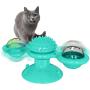Windmill Cat Toy,Pet Interactive Training Teasing Toys with Led Ball and Catnip Ball,Cat Chewing Spinning Toy with Suction Cup,Funny Kitten Windmill Ball Base Can Be Used in Any Place (Turquoise)