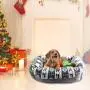 All for Paws Christmas Bolster Cat and Dog Beds, Super Cozy Pet Beds for Small Dogs and Cats, Squeaky Toy Gift Set Included