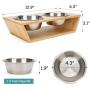 Wantryapet Elevated Dog Cat Dog Feeder with 2 Stainless Steel Bowls, Bamboo Raised Stand Pet Feeder Perfect for Small Dogs & Cats