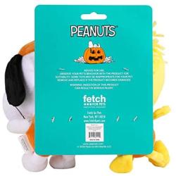 Peanuts 9 Inch Halloween Snoopy and Woodstock Pumpkin Big Head Plush Dog Toys with Squeaker | 2 Piece Squeaky Dog Toy Set, Fabric Snoopy Plush Dog Toys for All Dogs | Stuffed Dog Toys for All Dogs