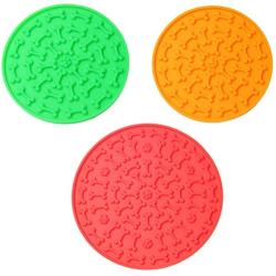 MLOHAS Dog Lick mats 3pcs Dog Bathing Distraction Device Slow Treat Dispensing Mat with Super Suction,Lick Dog Mat Suctions to Wall for Pet Bathing, Grooming, and Dog Training (2x6In+1x8In)