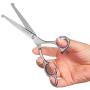 LuvFurPets Stainless Steel Dog and Cat Grooming Scissors with Safety Rounded Tips Pet Grooming Scissor Set for Dogs and Cats with Purple and Green Comfort Rings Cat Grooming Kit