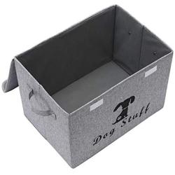 Geyecete Linen Dog Storage Basket Bin Chest Organizer with Lid and Handles - Perfect for Organizing Dog Toys, Dog Clothing, Storage Trunk