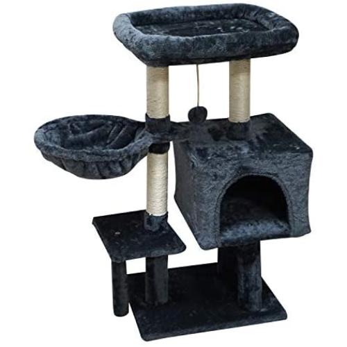 FISH&NAP Cat Tree Cat Tower Cat Condo Sisal Scratching Posts with Jump Platform Cat Furniture Activity Center Play House Grey