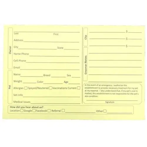 Pet, Dog, Cat Grooming Customer Client Clip Cards (100 Pack Thick 4 X 6 inch Profile Kennel Record Care Service Card) … (Canary) Pet, Dog, Cat Grooming Customer Client Clip Cards (100 Pack Thick 4 X 6 inch Profile Kennel Record Care Service Card) … (Canary)