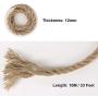 Tenn Well 12mm Jute Rope, 33 Feet 3Ply Twisted Thick and Heavy Duty Twine Rope for Cat Scratching Post, Crafting, Gardening, Home Decoration