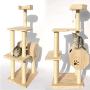 Wooden Cat Tree, Multi-Level Cat Tower, Kitten Activity Center with Sisal Scratching Posts, Spacious Condo and Dangling Ball, Modern Pet Furniture