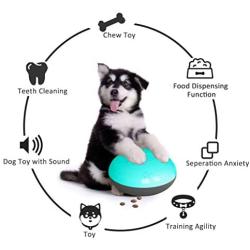 Lcybem Interactive Dog Toys - 3 in 1, Squeaky Food Dispensing Toy, IQ Treat Ball, Dog Squeaky Toy, Sound Puzzle Slow Food, Playing, Chasing, Chewing Indoor or Outdoor