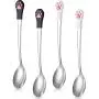 4 Pieces Dog Cat Spoon Pet Can Spoon Stainless Steel Pet Food Spoon Cat Claw Spoon for Dog and Cat Food Can, White and Black 4 Pieces Dog Cat Spoon Pet Can Spoon Stainless Steel Pet Food Spoon Cat Claw Spoon for Dog and Cat Food Can, White and Black