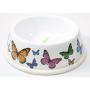 Sweet Pet Home 6.5'' Inch Diameter Round Food Water Bowl with Rubber Rim Butterfly Design for Dogs