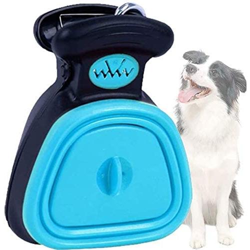 DOGOPAL Pooper Scooper, Portable Poop Scoop for Dog and Cat Waste Pick-up, Expandable Waste Compartment with Squeezable Handle (L, Blue)