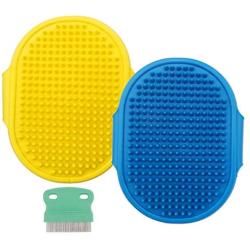 Fantye 2 Pcs Dog Grooming Brush, Pet Bash Brush Rubber Dog Brush Cat Rubber Comb Grooming Tool with Adjustable Ring Handle