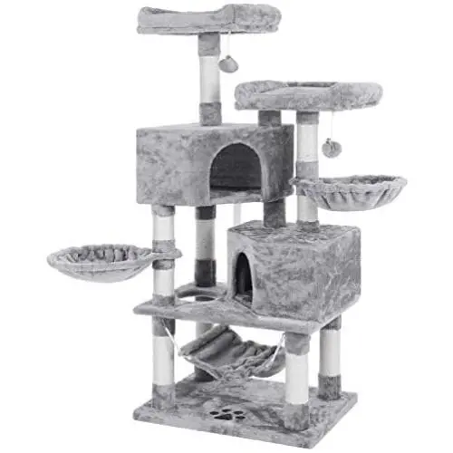 BEWISHOME Multi-Level Cat Tree Condo with Sisal Scratching Posts, Perches, Houses, Hammock and Baskets, Cat Tower Furniture Kitty Activity Center Kitten Play House MMJ05 BEWISHOME Multi-Level Cat Tree Condo with Sisal Scratching Posts, Perches, Houses, Hammock and Baskets, Cat Tower Furniture Kitty Activity Center Kitten Play House MMJ05