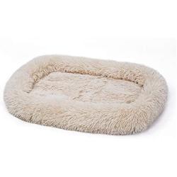 Neekor Plush Bolster Pet Bed, Crate Mat, Deep Sleeping Luxury Shag Fuax Fur Rectangle Sofa Cuddler for Dog and Cat