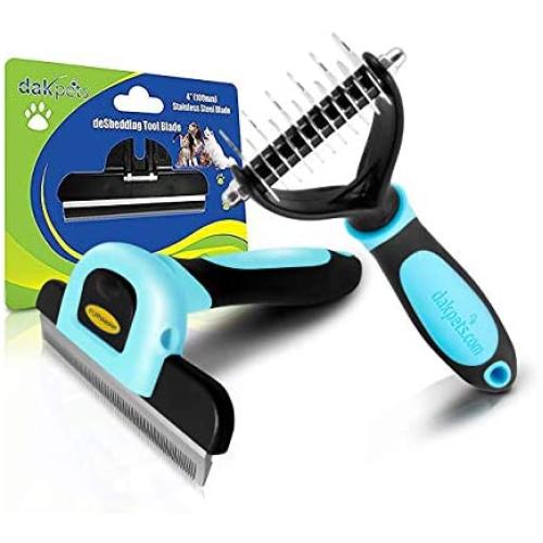 DakPets Pet Grooming Brush Bundle Effectively Reduces Shedding by Up to 95% Professional Deshedding Tools for Dogs and Cats