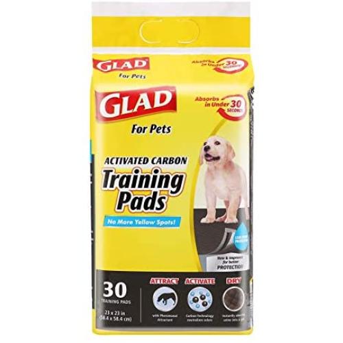 Glad for Pets Black Charcoal Puppy Pads | Puppy Potty Training Pads That ABSORB & NEUTRALIZE Urine Instantly | New & Improved Quality, 30 count